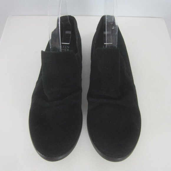 Eileen Fisher Womens 8 M Black Suede Loafers Slip On Shoes Ruched Preppy Shoe - Picture 2 of 8